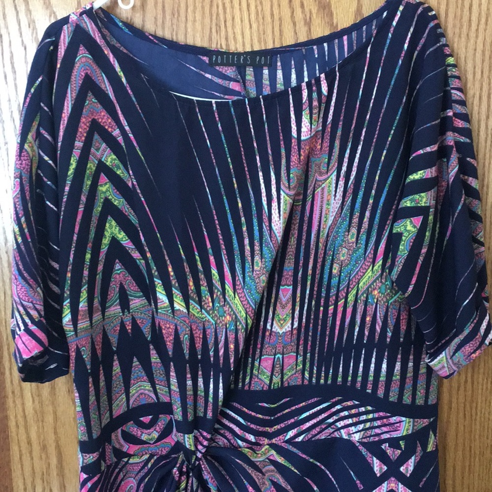 Printed dress with faux knot design